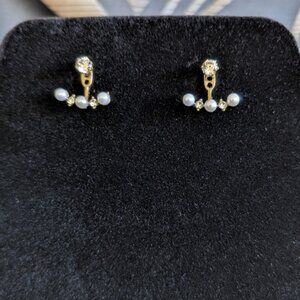 Gold Toned Ear Jacket Style Earrings